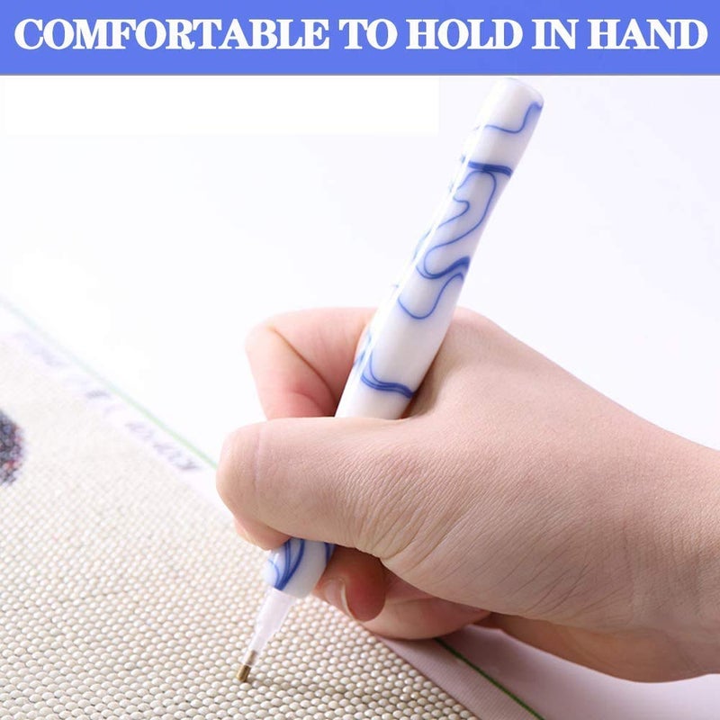 Rovyfota Diamond Painting Pen, Handmade Resin Diamond Painting Pens with Glue Clay and Various Tips, More Comfortable and Faster, 5D Diamond Painting Tools for Diamond Paintings Hobby (White) - Image 4
